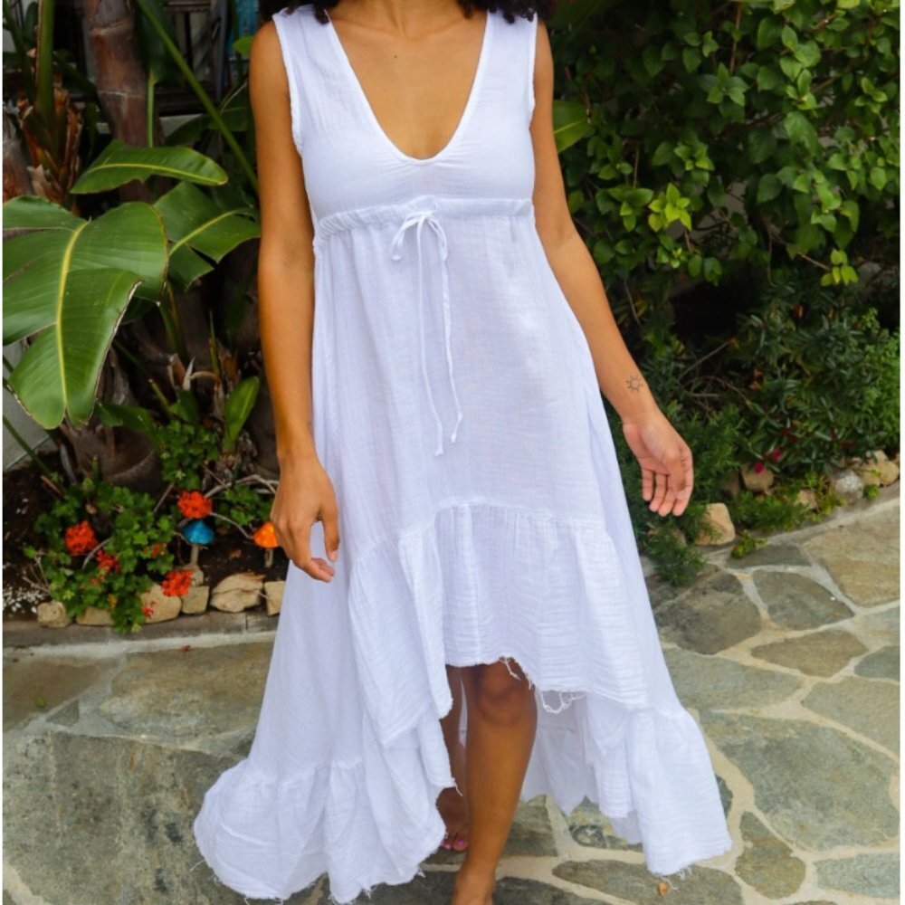 Anthropologie Stark Dress beach cover up  white, size xs